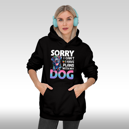 Hanorac Negru personalizat Fata dama mesaj "Sorry I Can't Have Plans With My Dog" streetwear
