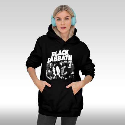 Hanorac Negru personalizat Fata dama rock "Black Sabbath THE END" streetwear
