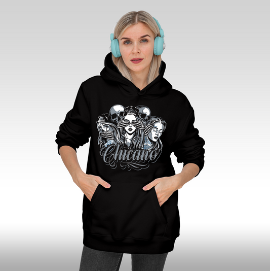 Hanorac Negru personalizat Fata dama urban "Chicano" streetwear
