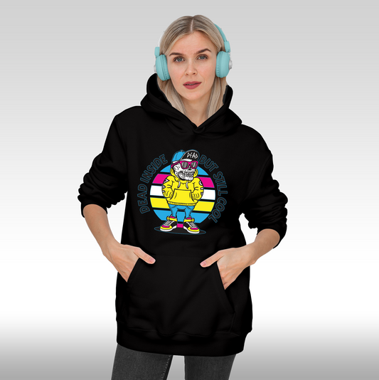 Hanorac Negru personalizat Fata dama urban "Dead Inside, But Still Cool" streetwear
