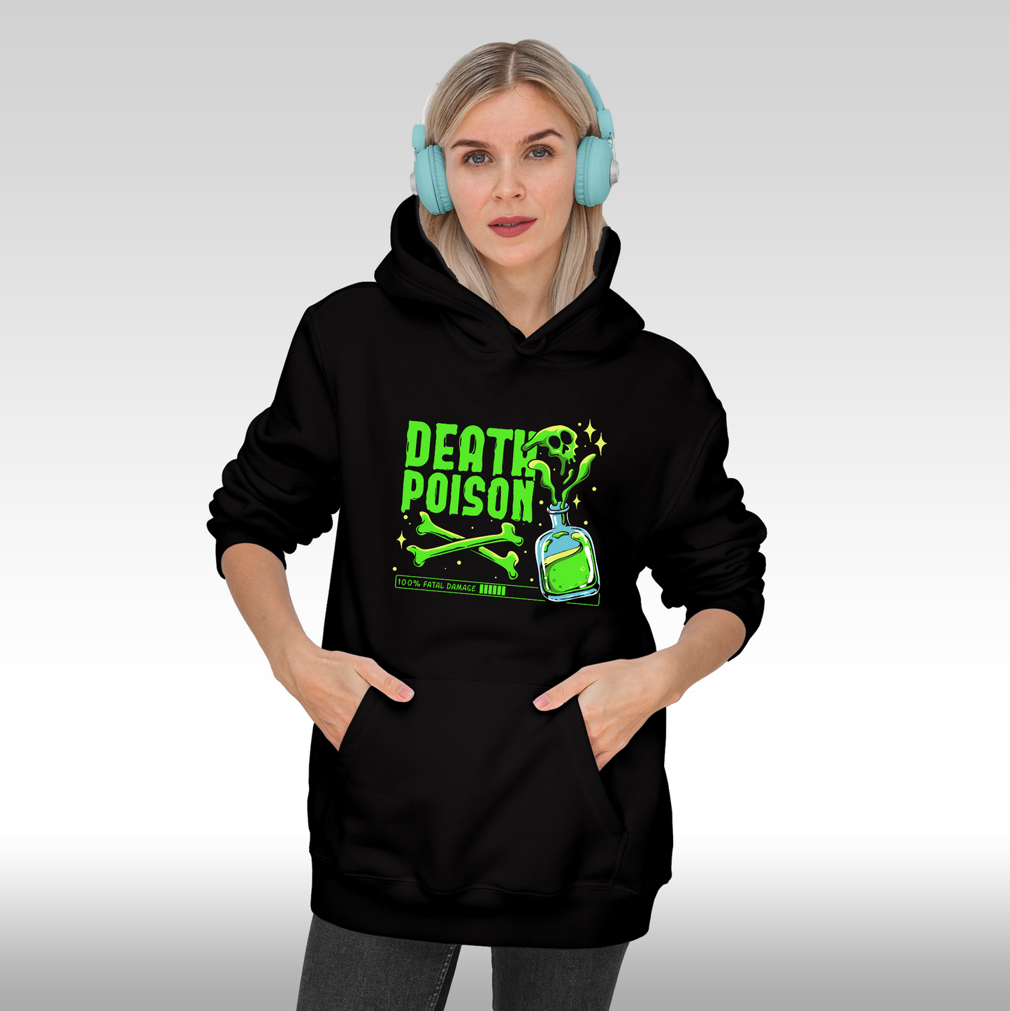 Hanorac Negru personalizat Fata dama urban "Death Poison" streetwear
