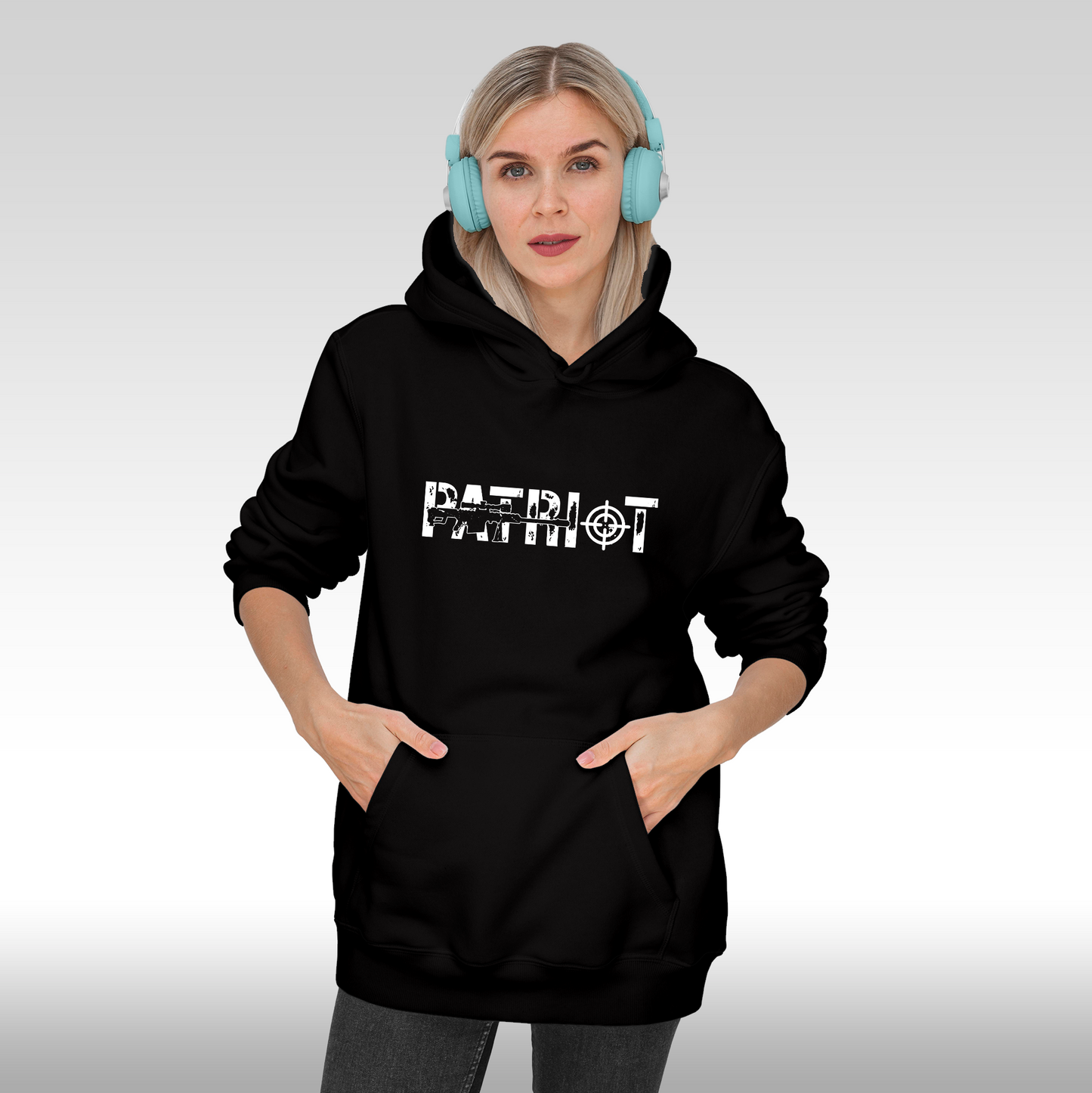 Hanorac Negru personalizat Fata dama urban "Patriot" streetwear
