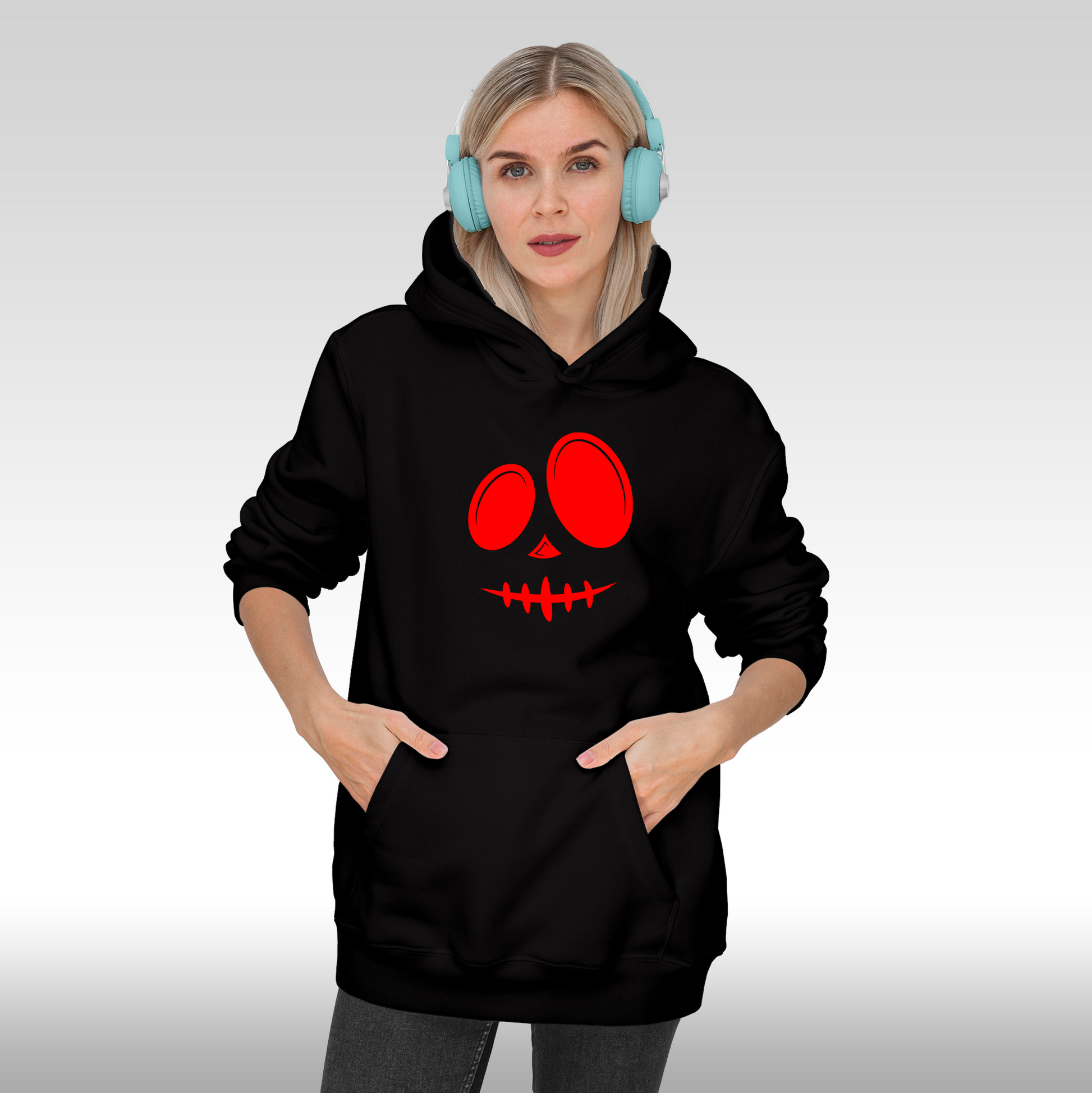 Hanorac Negru personalizat Fata dama urban "Red Smile" streetwear
