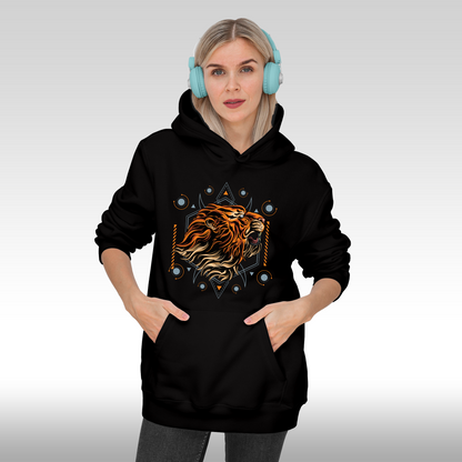 Hanorac Negru personalizat Fata dama urban "Roar Majesty" streetwear
