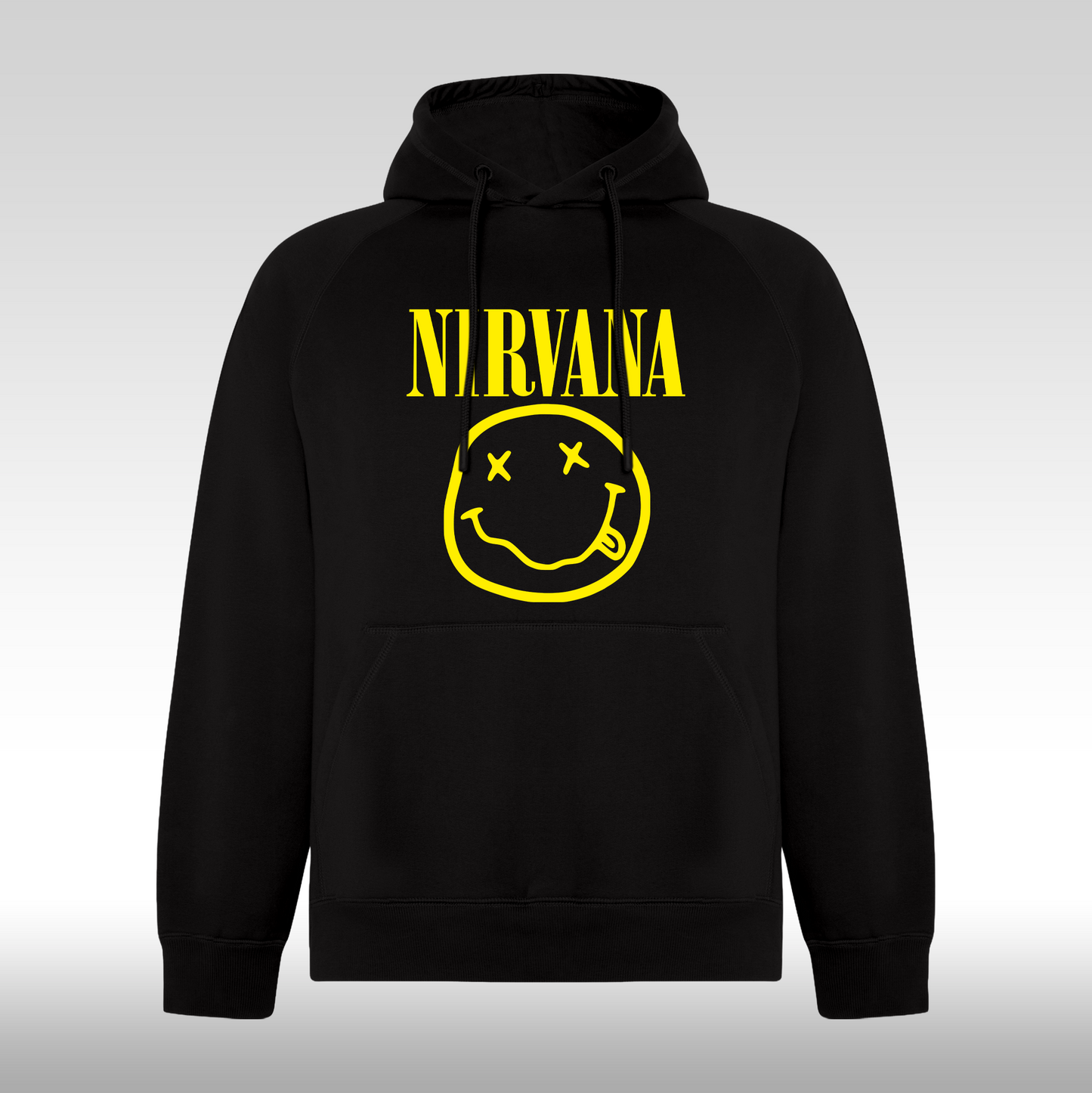 Hanorac Negru personalizat Fata rock "Nirvana Smile Face" streetwear
