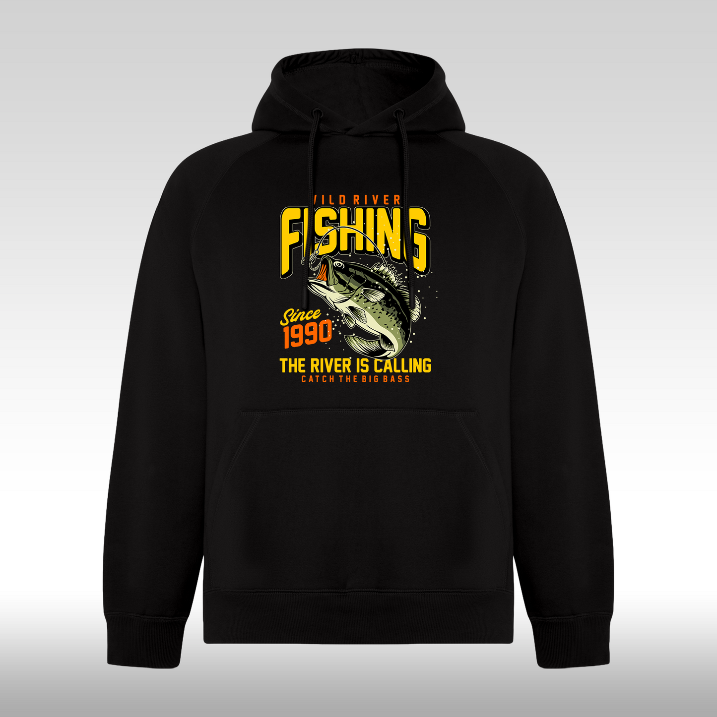 Hanorac Negru personalizat pescar "Fishing Since 1990" streetwear
