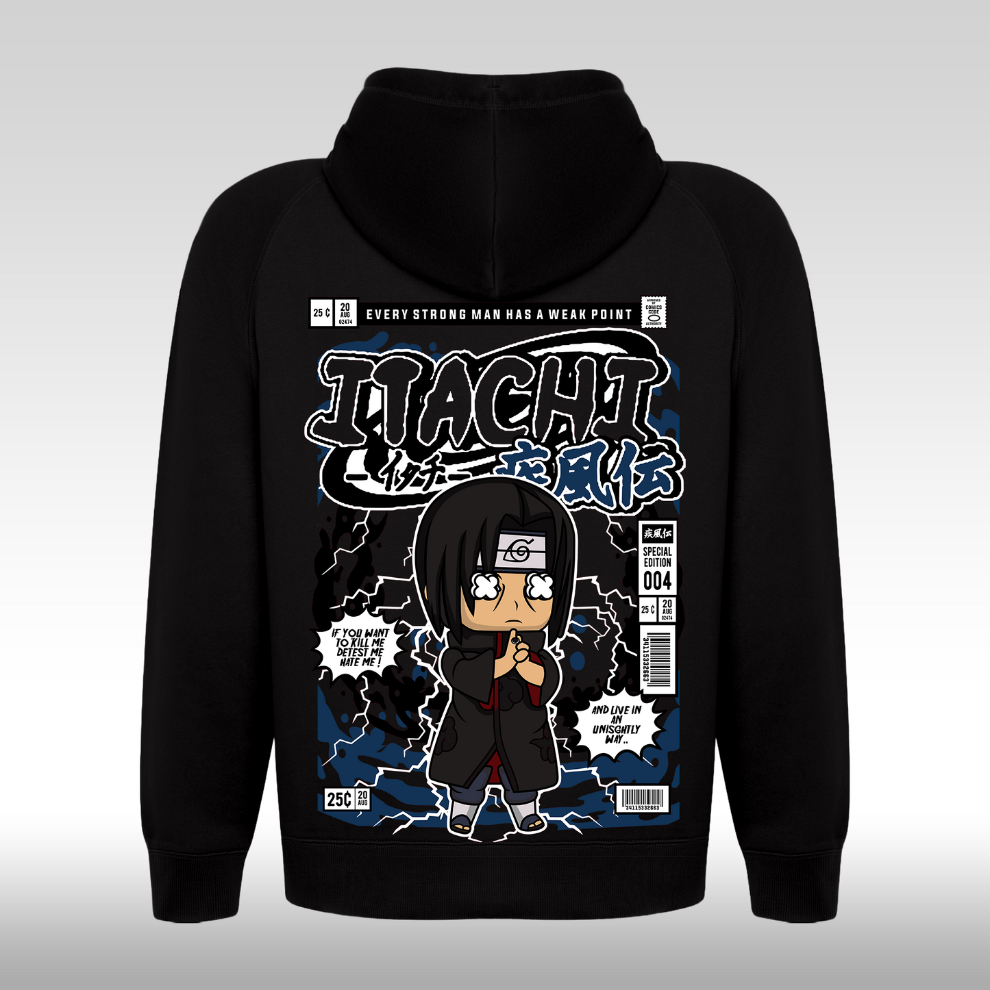 Hanorac Negru personalizat Spate anime "Itachi" streetwear
