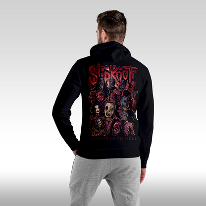Hanorac Negru personalizat Spate Barbat rock "Slipknot Antennas To Hell" streetwear
