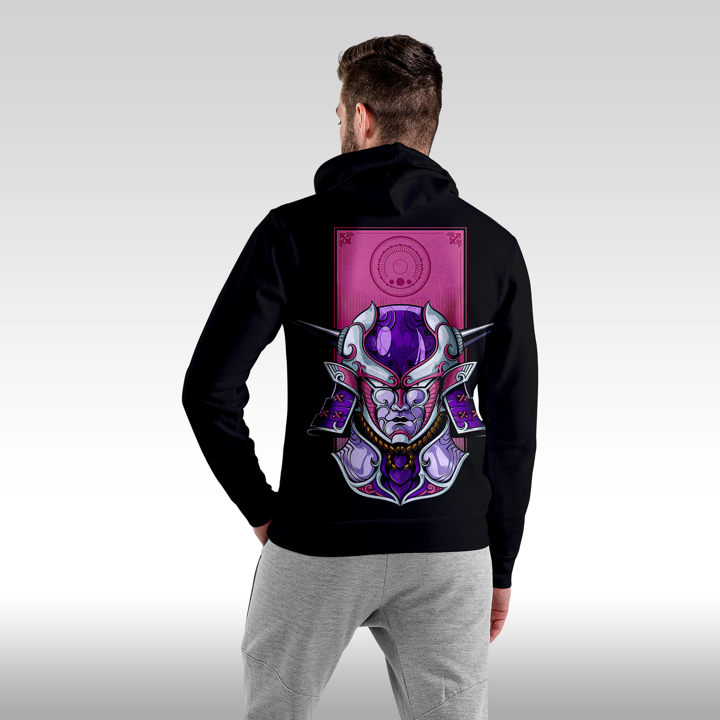 Hanorac Negru personalizat Spate Barbat urban "Samurai Spirit" streetwear
