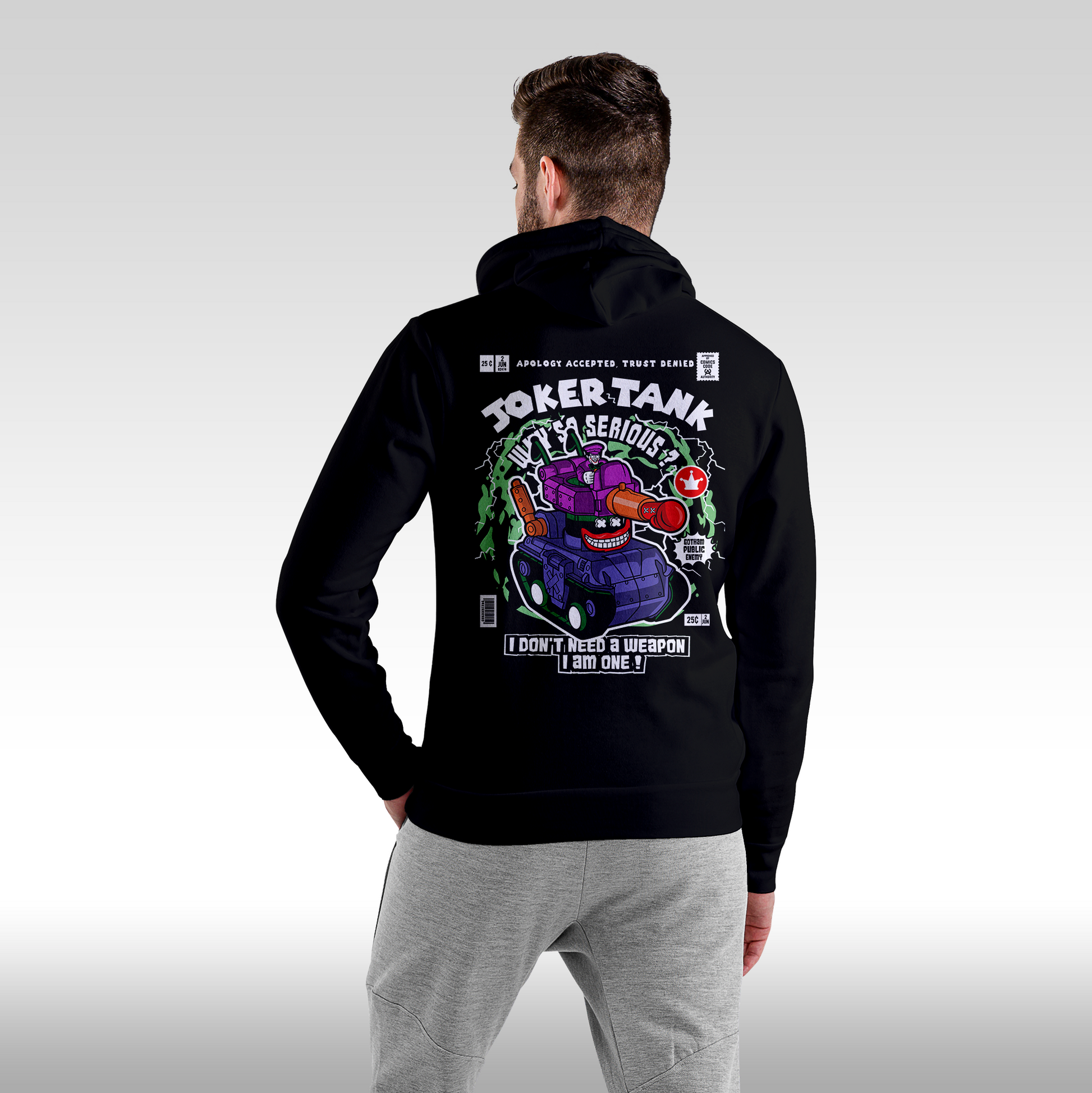 Hanorac Negru personalizat Spate Barbat urban "The Joker" streetwear
