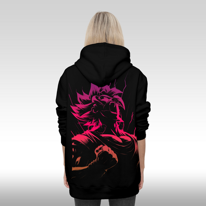 Hanorac Negru personalizat Spate dama anime "Goku" streetwear
