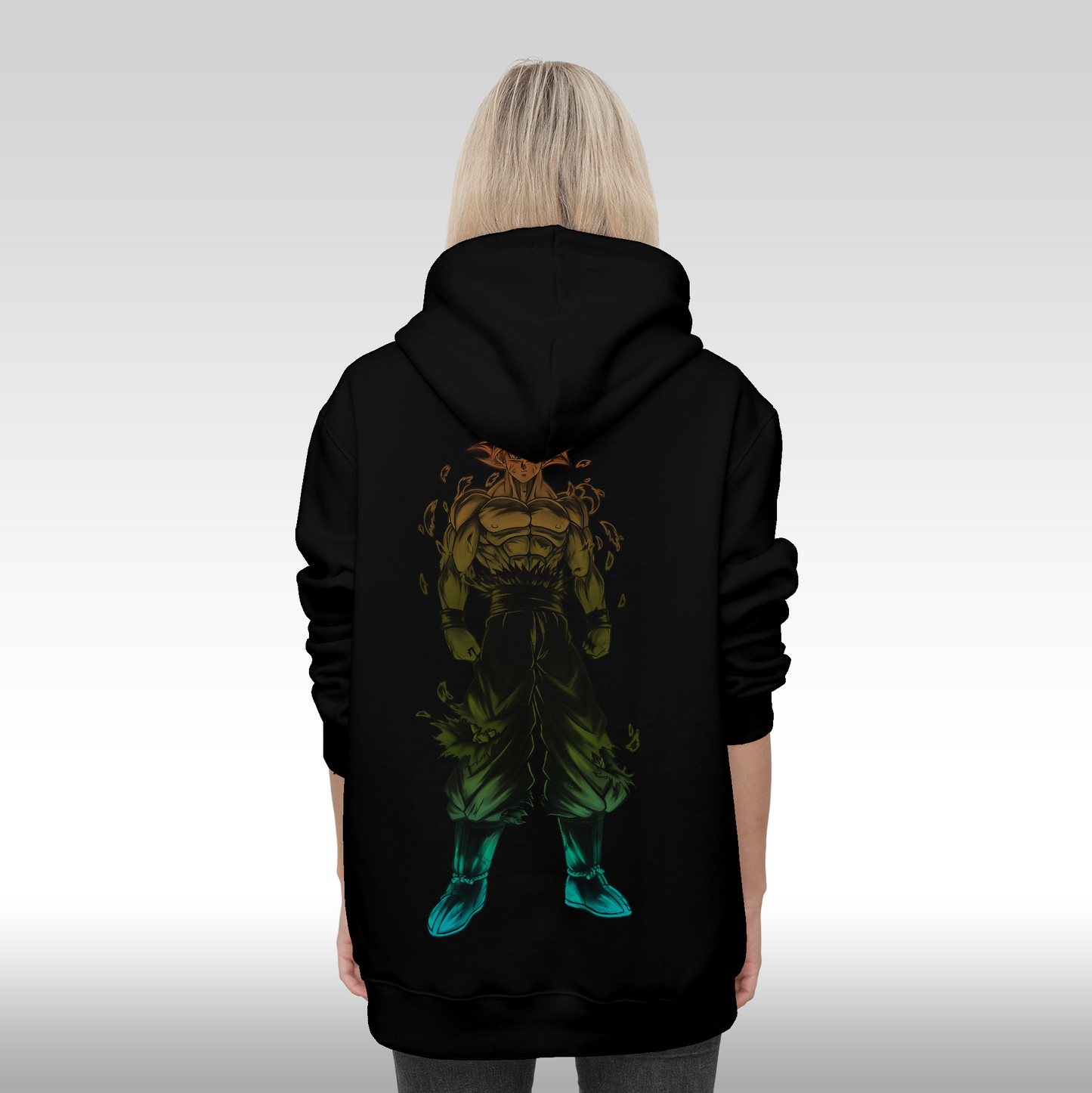 Hanorac Negru personalizat Spate dama anime "Legendary Goku" streetwear
