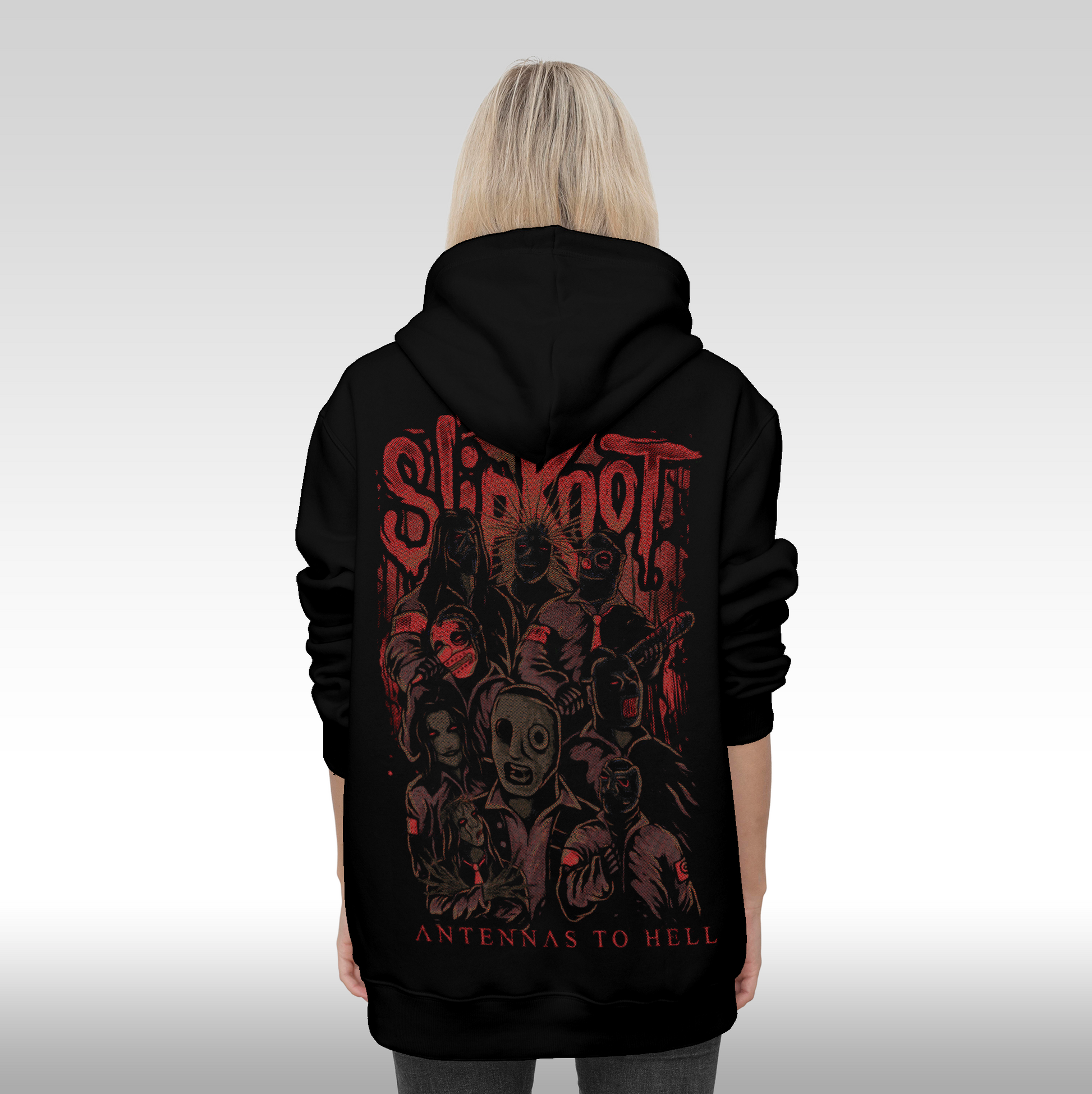 Hanorac Negru personalizat Spate dama rock "Slipknot Antennas To Hell" streetwear
