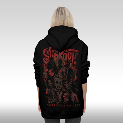 Hanorac Negru personalizat Spate dama rock "Slipknot Antennas To Hell" streetwear
