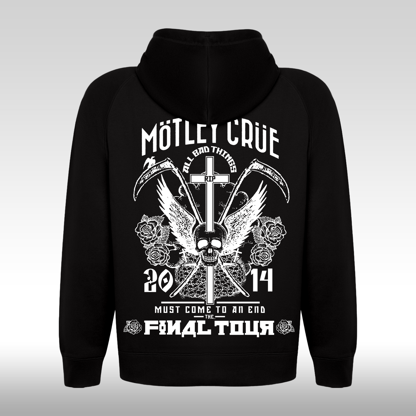 Hanorac Negru personalizat Spate rock "Motley Crue All Bad Things" streetwear
