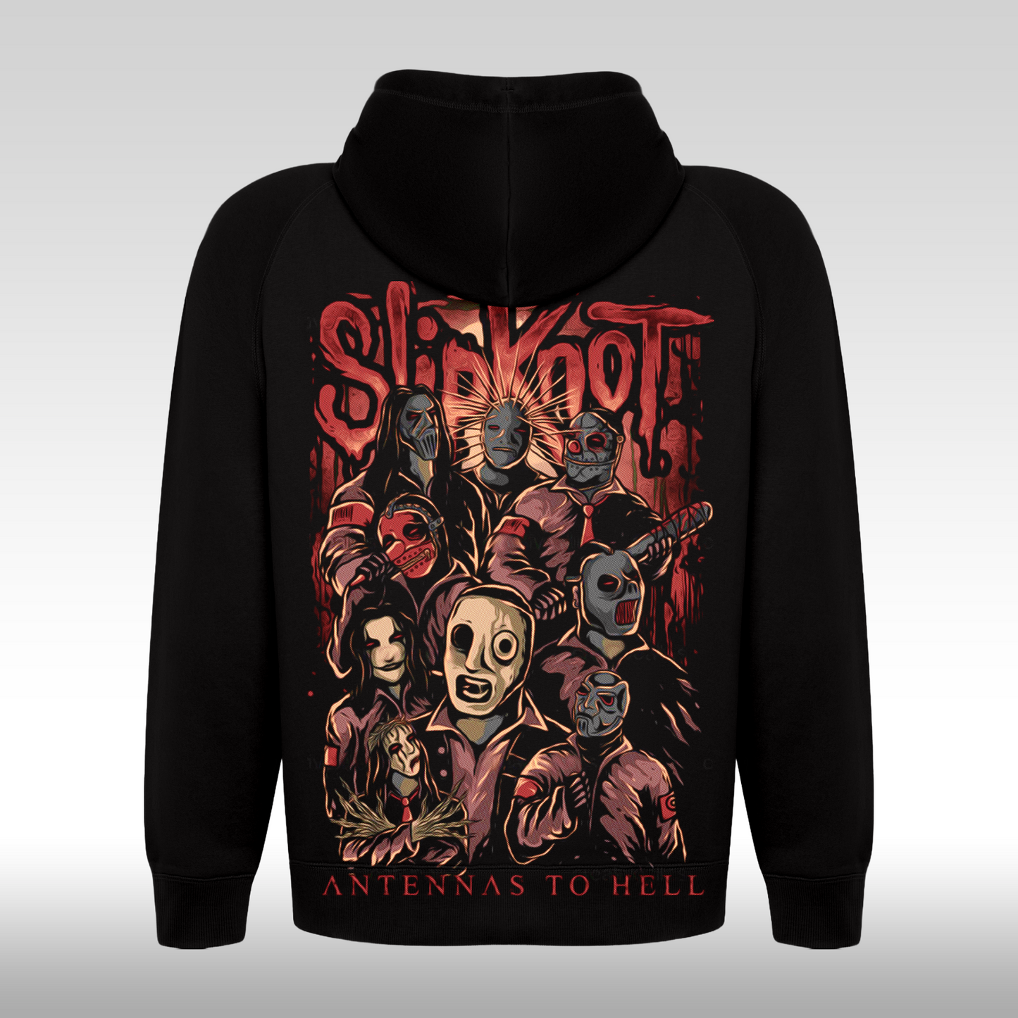 Hanorac Negru personalizat Spate rock "Slipknot Antennas To Hell" streetwear
