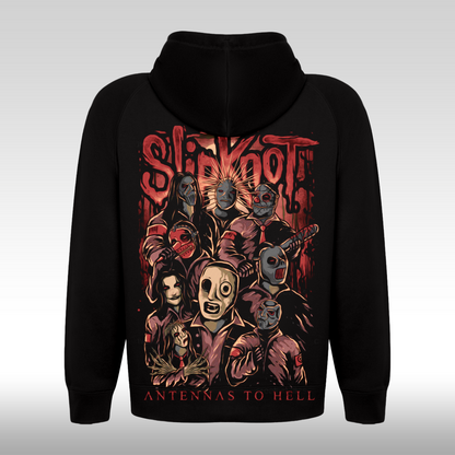 Hanorac Negru personalizat Spate rock "Slipknot Antennas To Hell" streetwear

