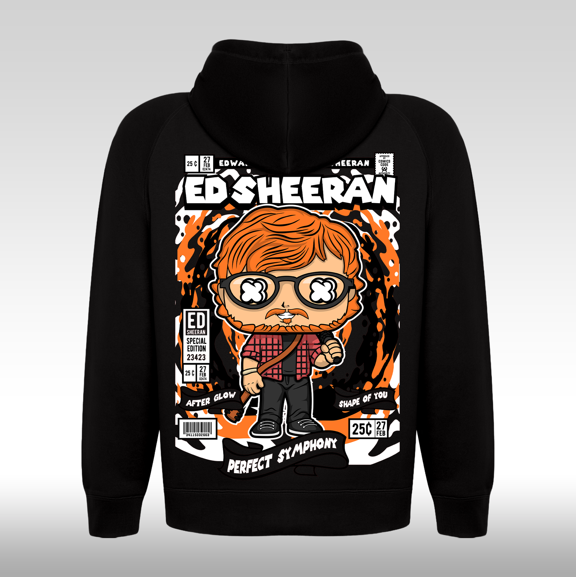 Hanorac Negru personalizat Spate pop rock "Lucy" streetwear
