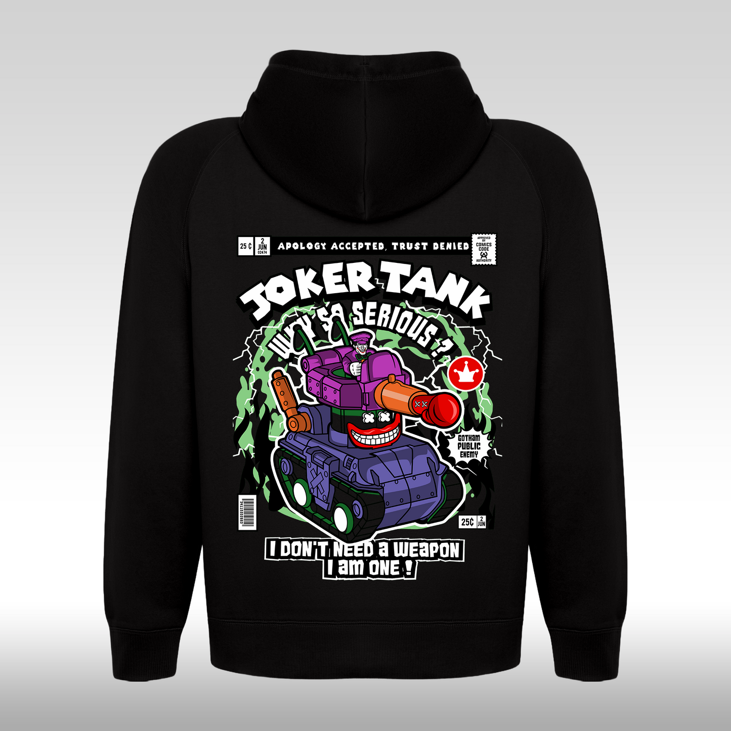 Hanorac Negru personalizat Spate urban "The Joker" streetwear
