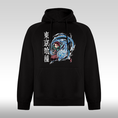 Hanorac Negru personalizat anime "Demon Slayer Tanjiro" streetwear

