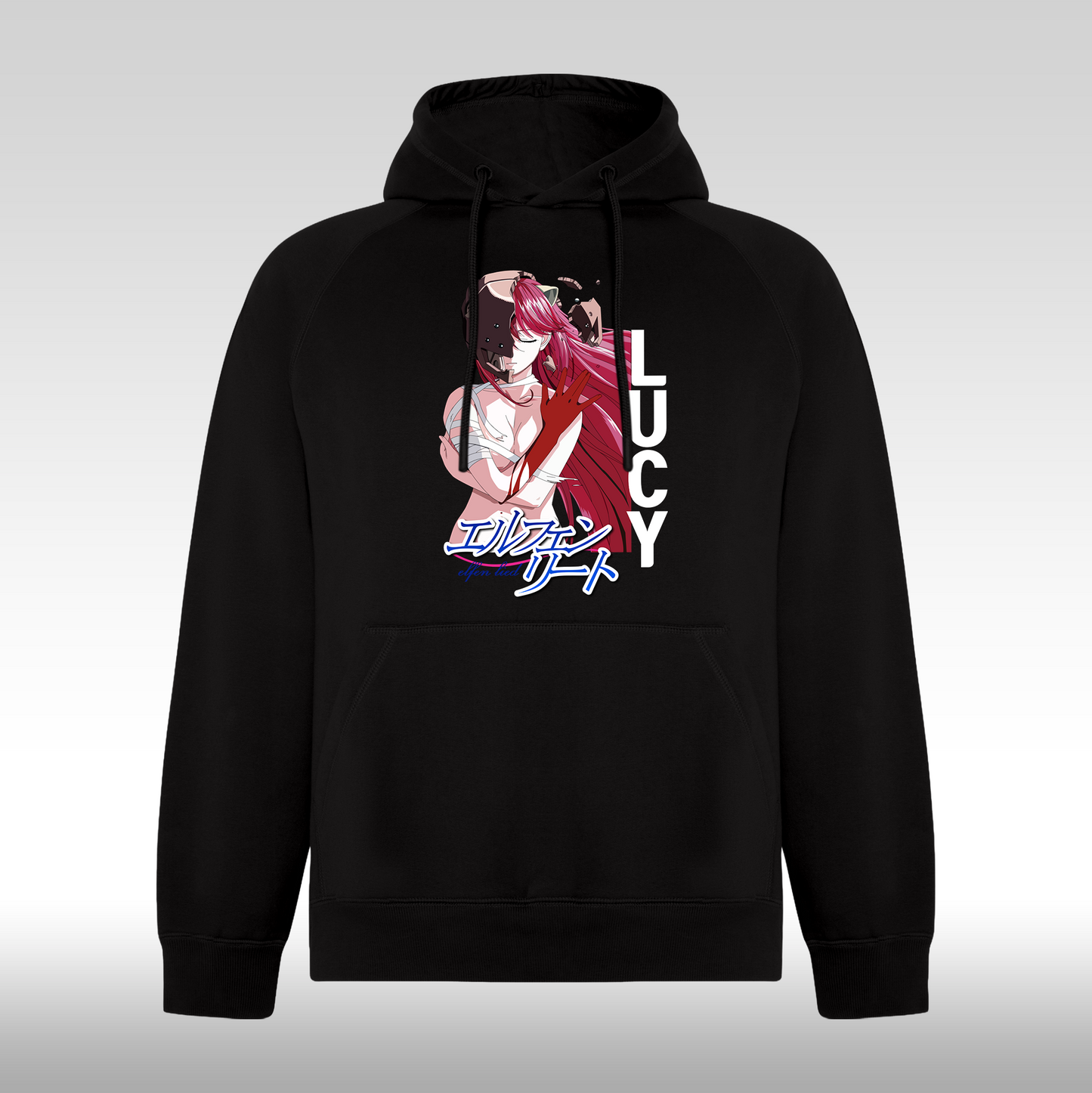 Hanorac Negru personalizat anime "Lucy" streetwear
