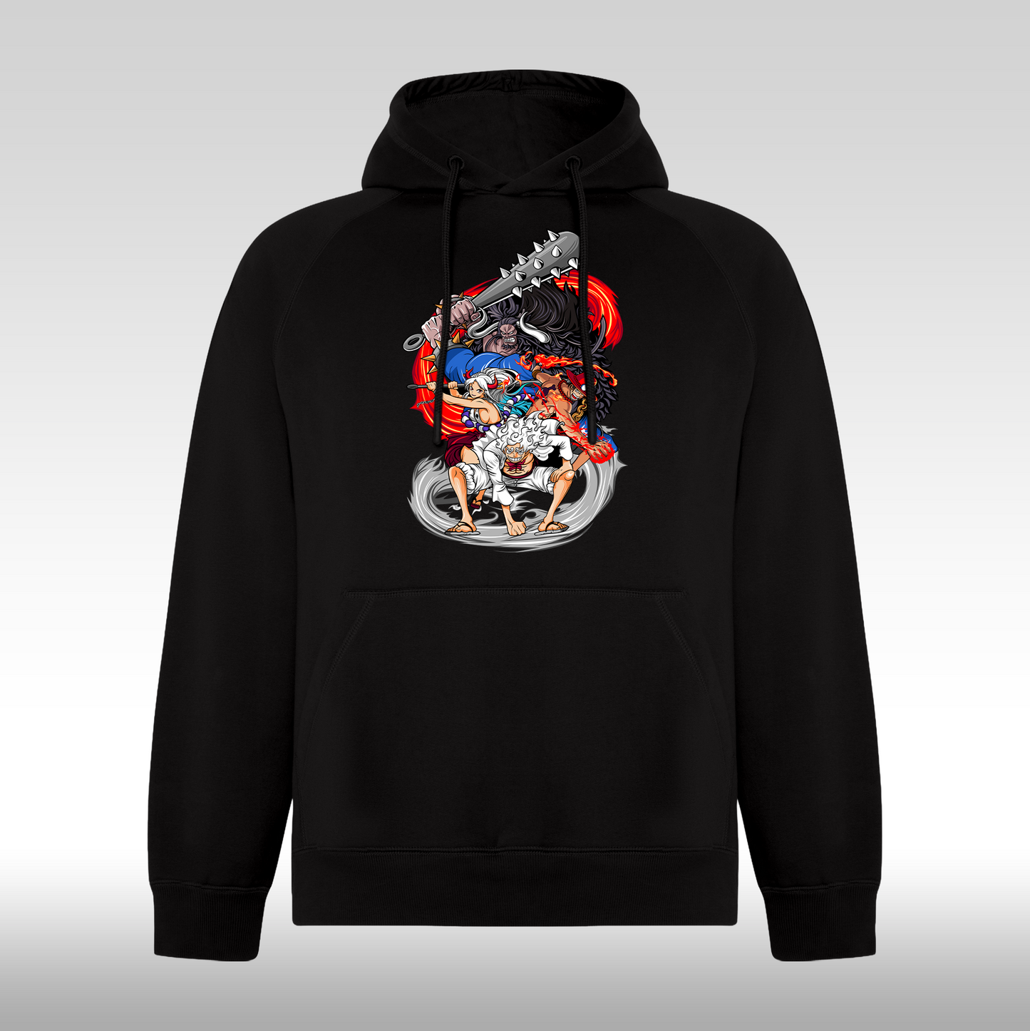 Hanorac Negru personalizat anime "One Piece: Fight Against Kaido" streetwear
