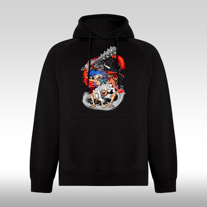 Hanorac Negru personalizat anime "One Piece: Fight Against Kaido" streetwear
