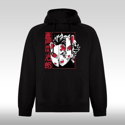 Hanorac Negru personalizat anime "Tanjiro Kamado Kimetsu" streetwear
