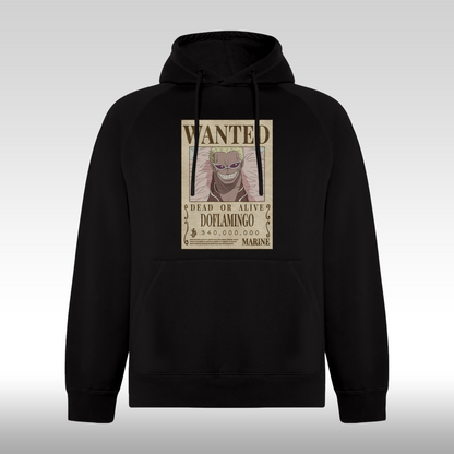 Hanorac Negru personalizat anime "WANTED : Doflamingo" streetwear