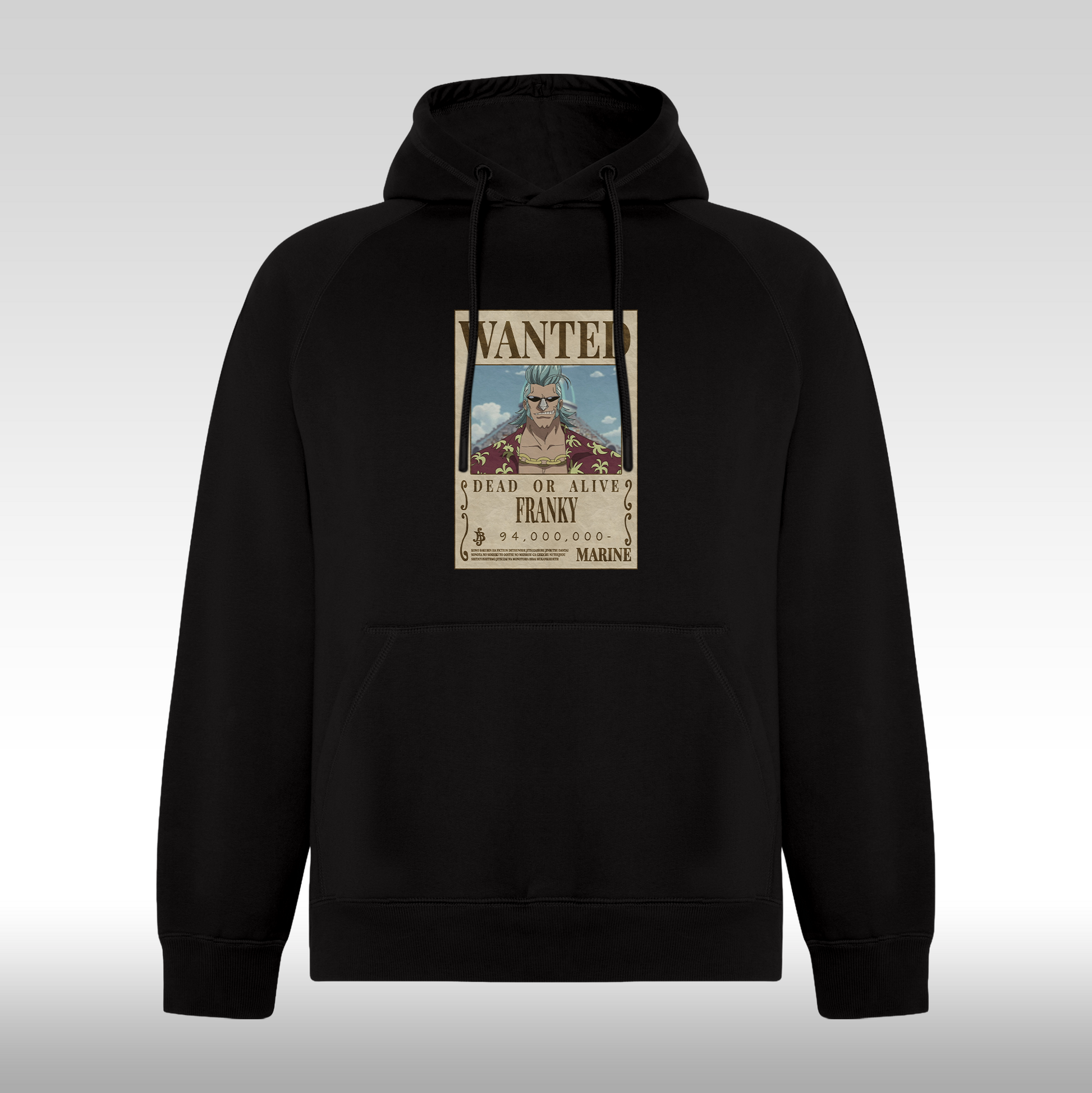 Hanorac Negru personalizat anime "WANTED: Franky" streetwear
