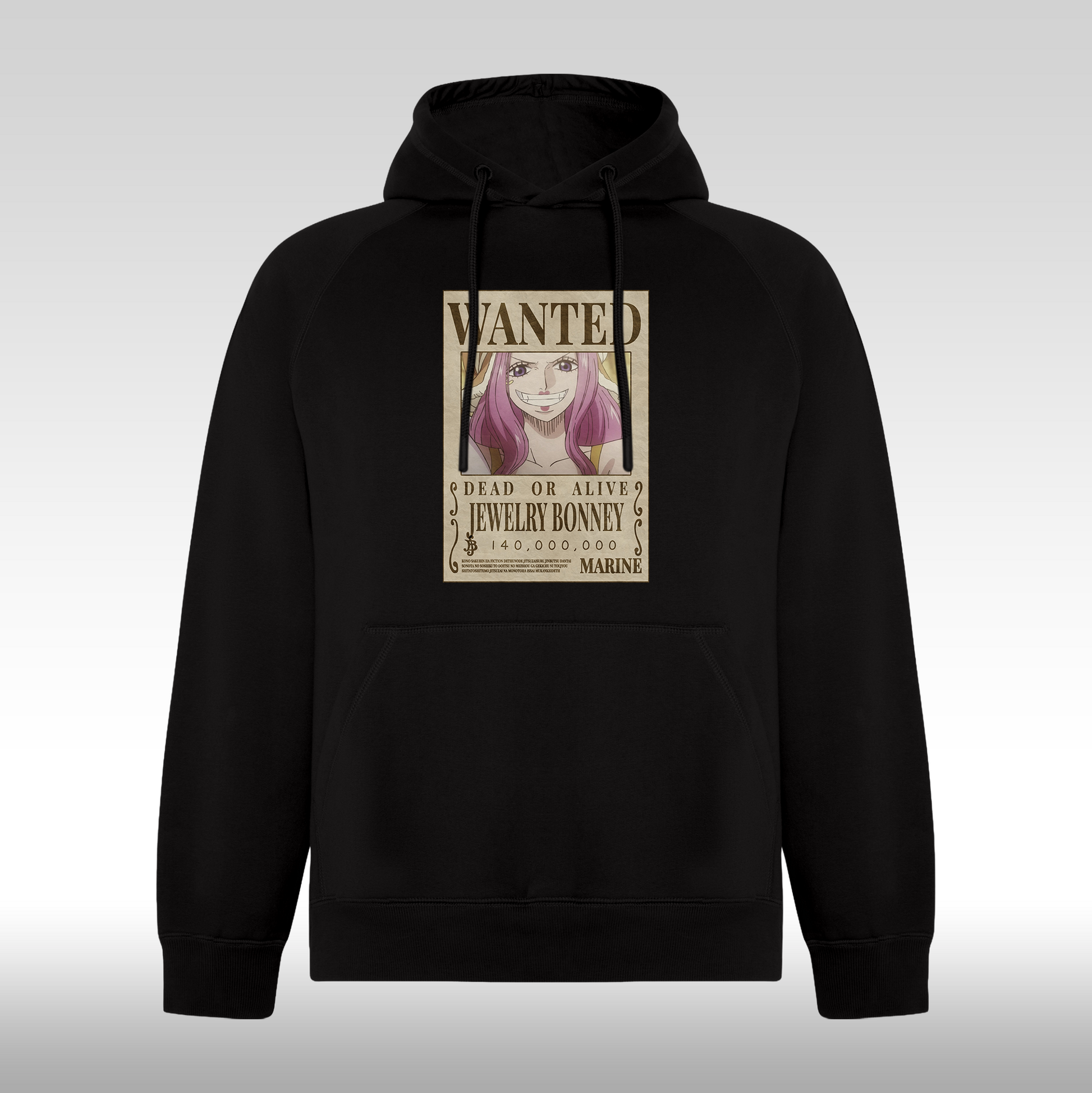 Hanorac Negru personalizat anime "WANTED : Jewelry Bonney" streetwear
