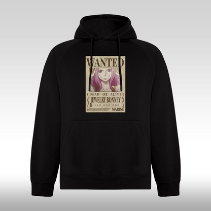 Hanorac Negru personalizat anime "WANTED : Jewelry Bonney" streetwear
