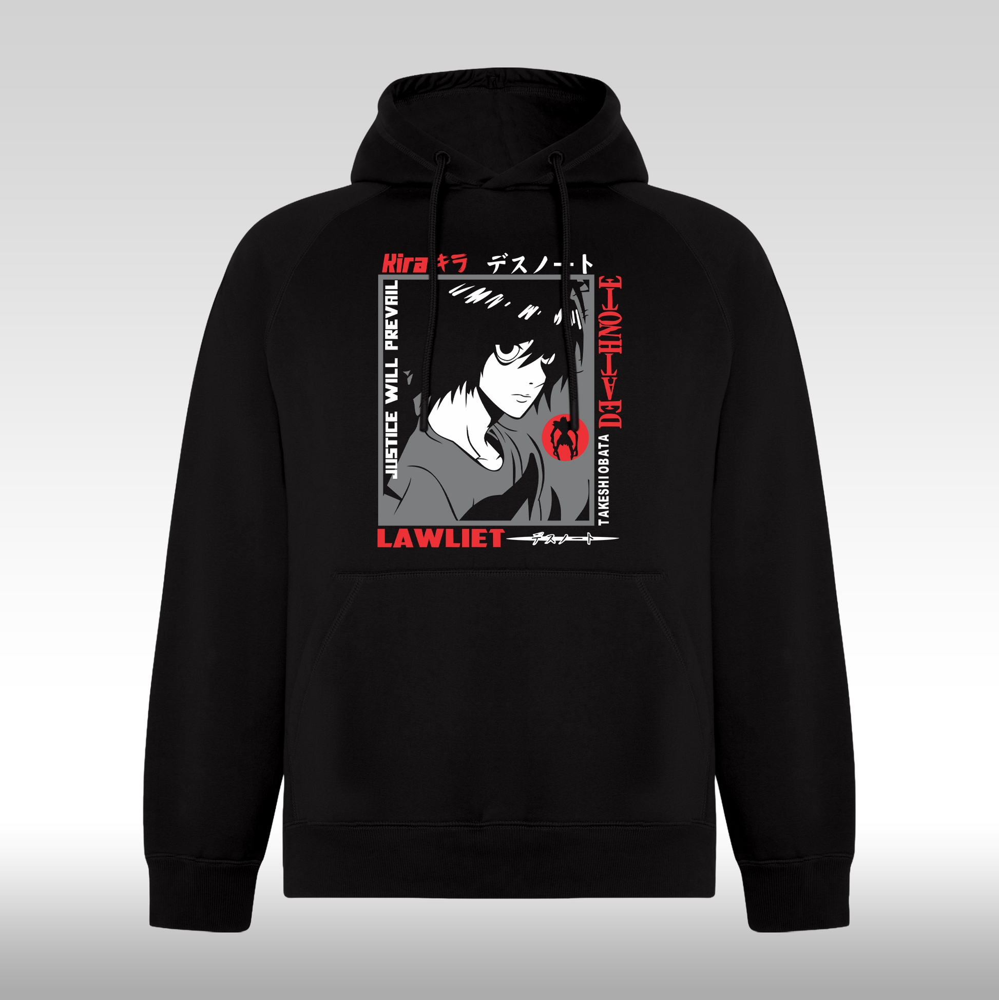 Hanorac Negru personalizat anime "Takeshi Obata L" streetwear
