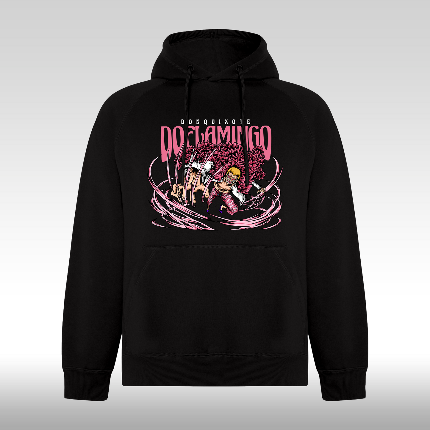 Hanorac Negru personalizat anime "Doflamingo" streetwear
