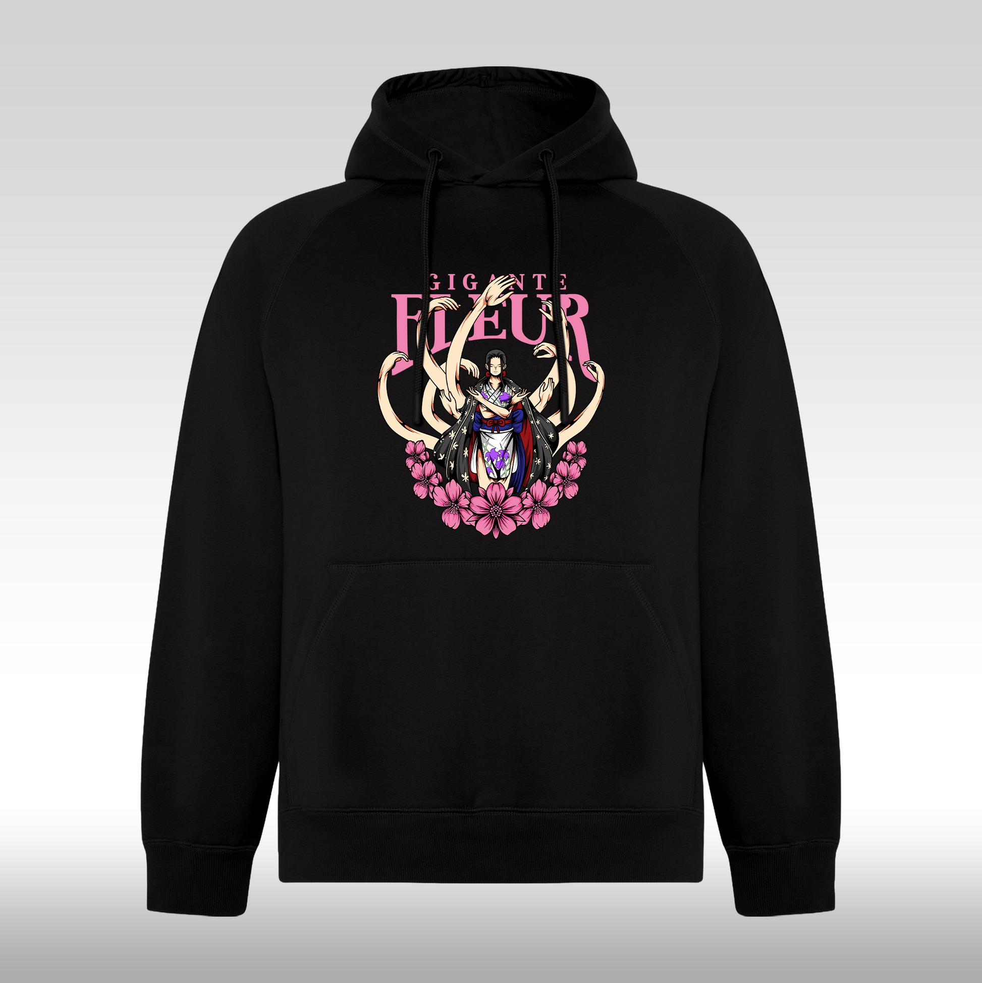 Hanorac Negru personalizat anime "Gigante Fleur" streetwear
