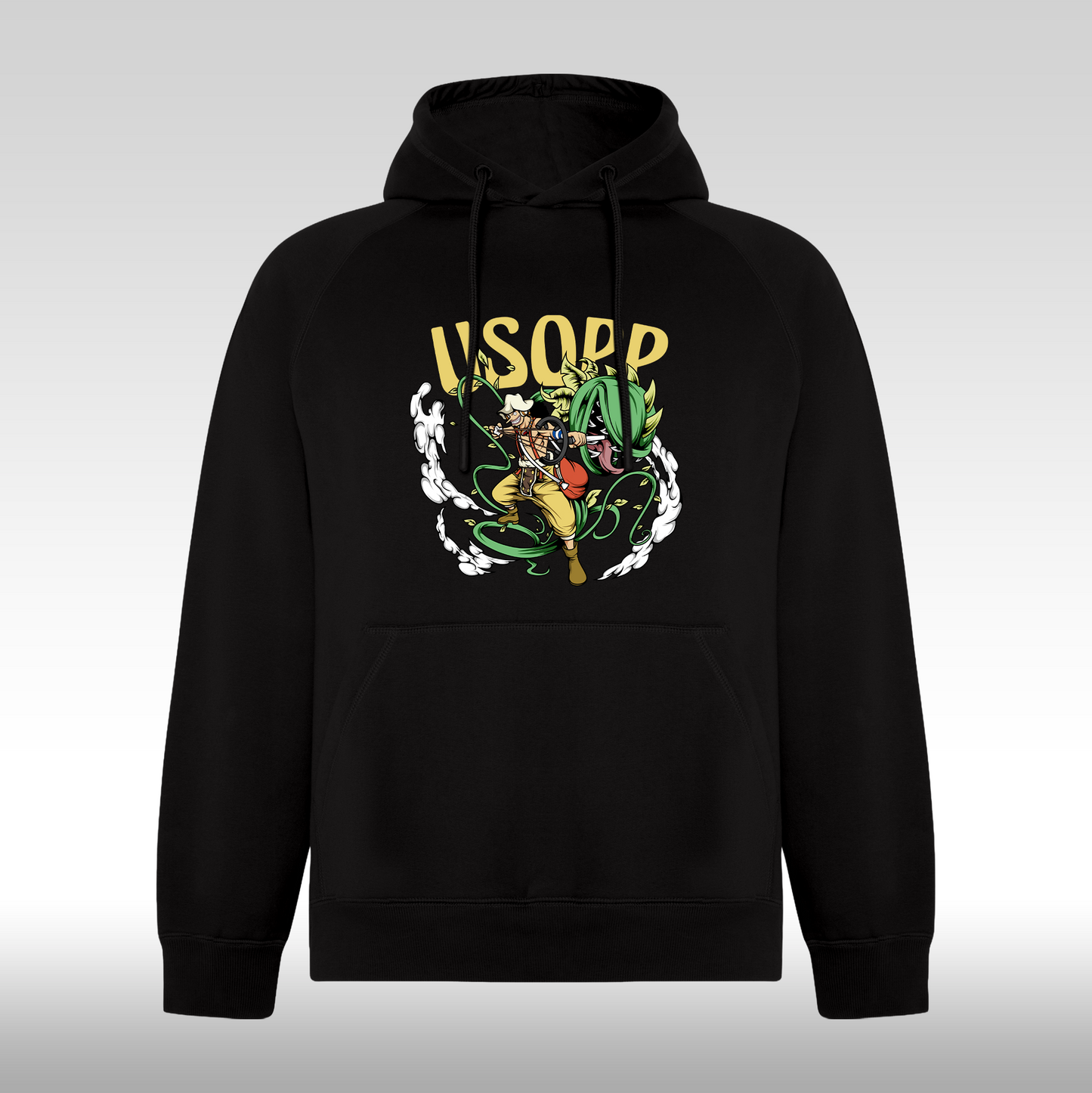 Hanorac Negru personalizat anime "Usopp" streetwear
