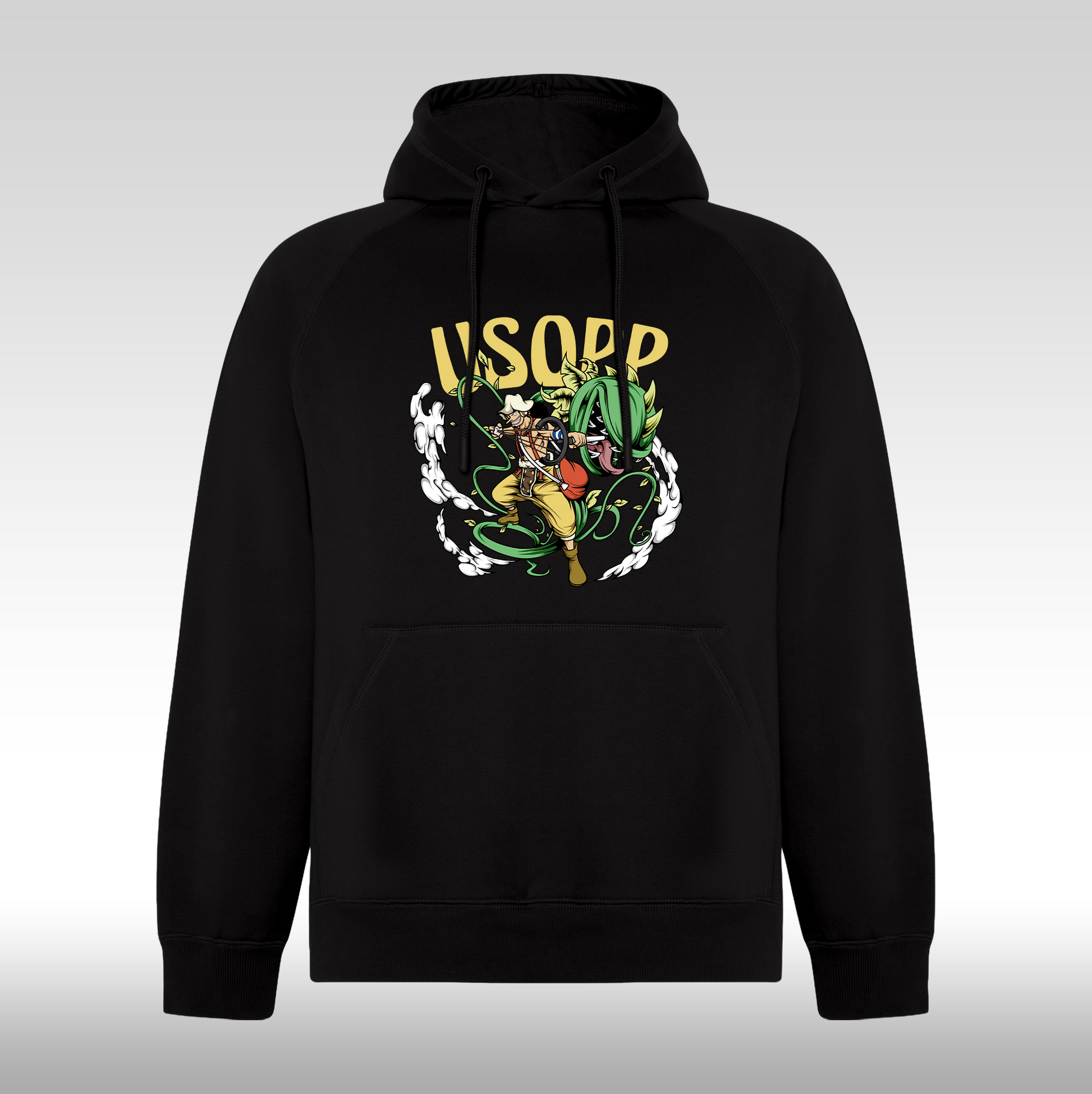 Hanorac Negru personalizat anime "Usopp" streetwear
