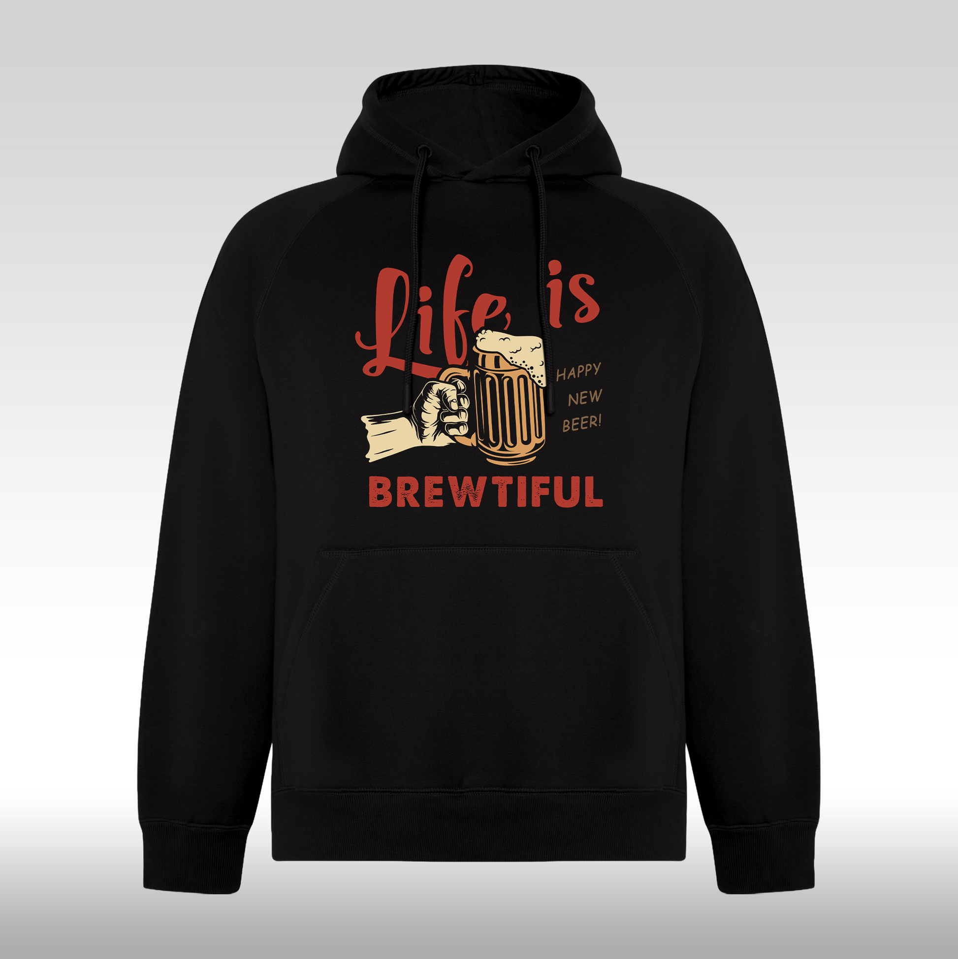 Hanorac Negru personalizat bere "Life Is Brewtiful" streetwear
