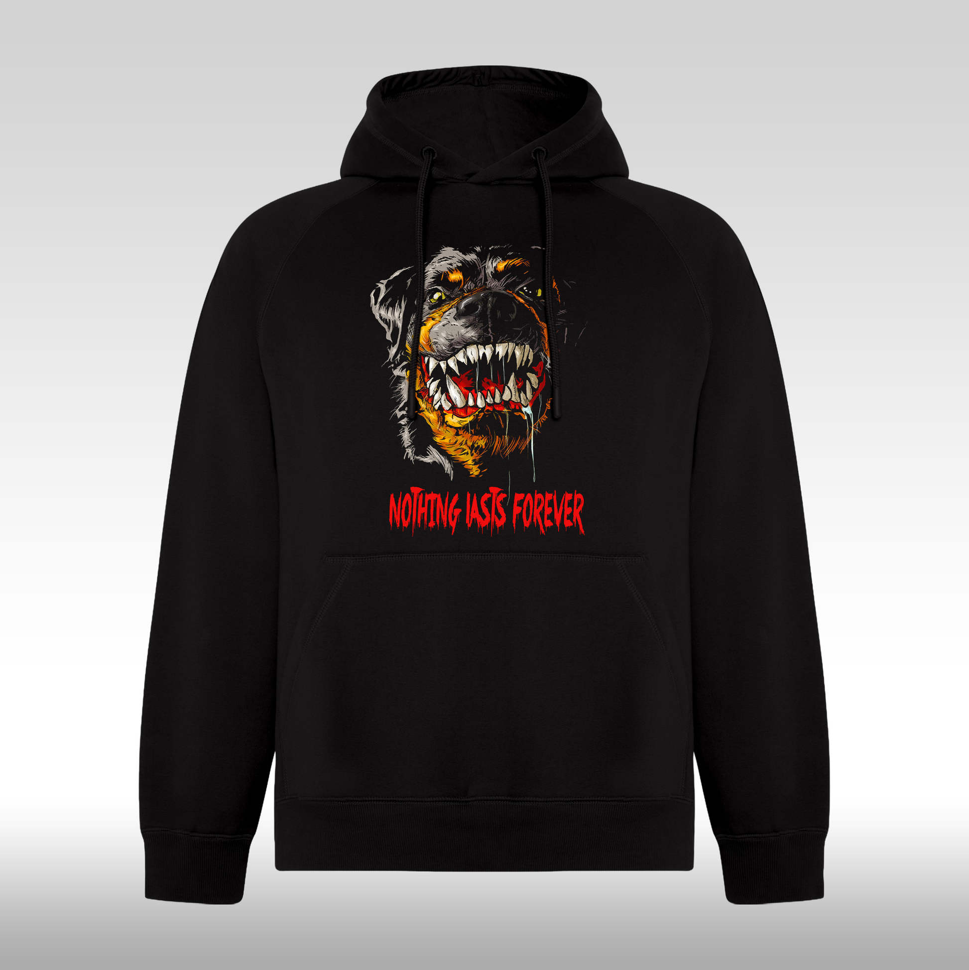 Hanorac Negru personalizat caine "Nothing Lasts Forever" streetwear
