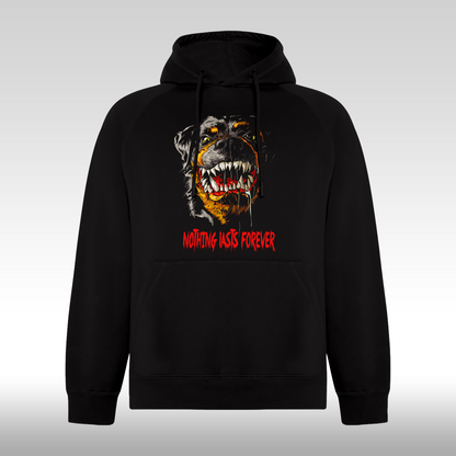 Hanorac Negru personalizat caine "Nothing Lasts Forever" streetwear
