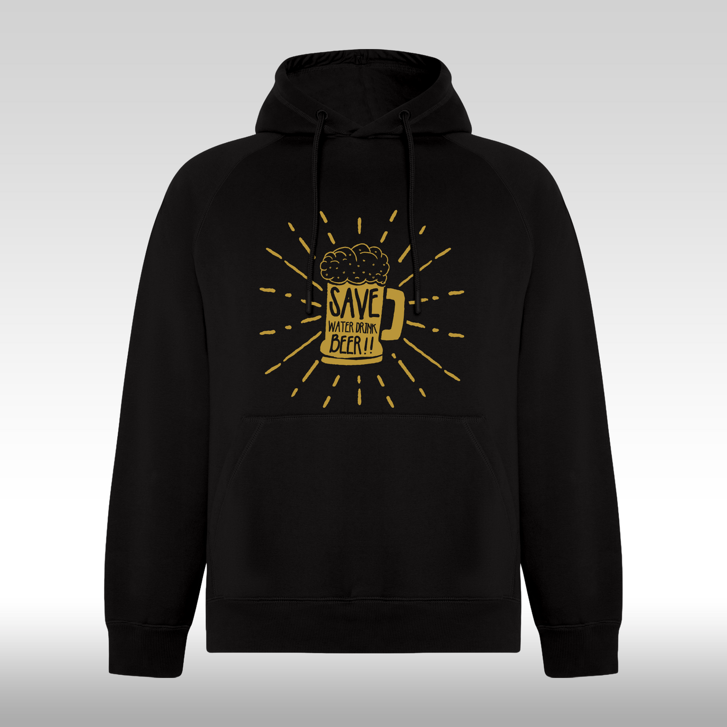 Hanorac Negru personalizat mesaj "Save Water Drink Beer" streetwear
