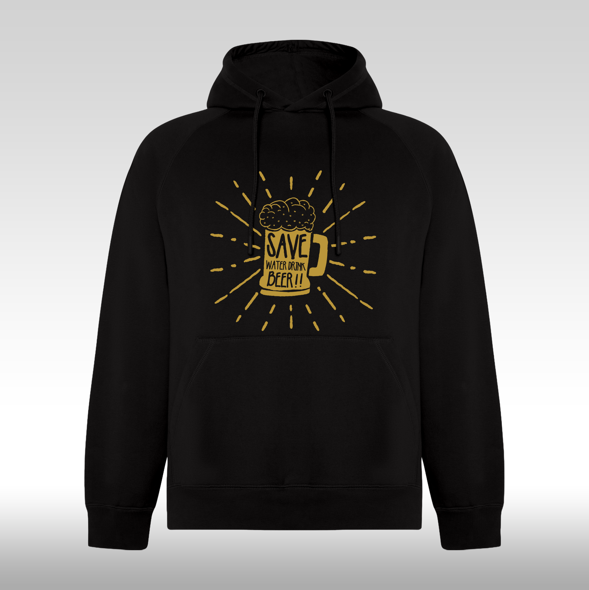Hanorac Negru personalizat mesaj "Save Water Drink Beer" streetwear
