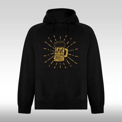 Hanorac Negru personalizat mesaj "Save Water Drink Beer" streetwear
