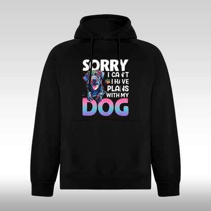 Hanorac Negru personalizat mesaj "Sorry I Can't Have Plans With My Dog" streetwear

