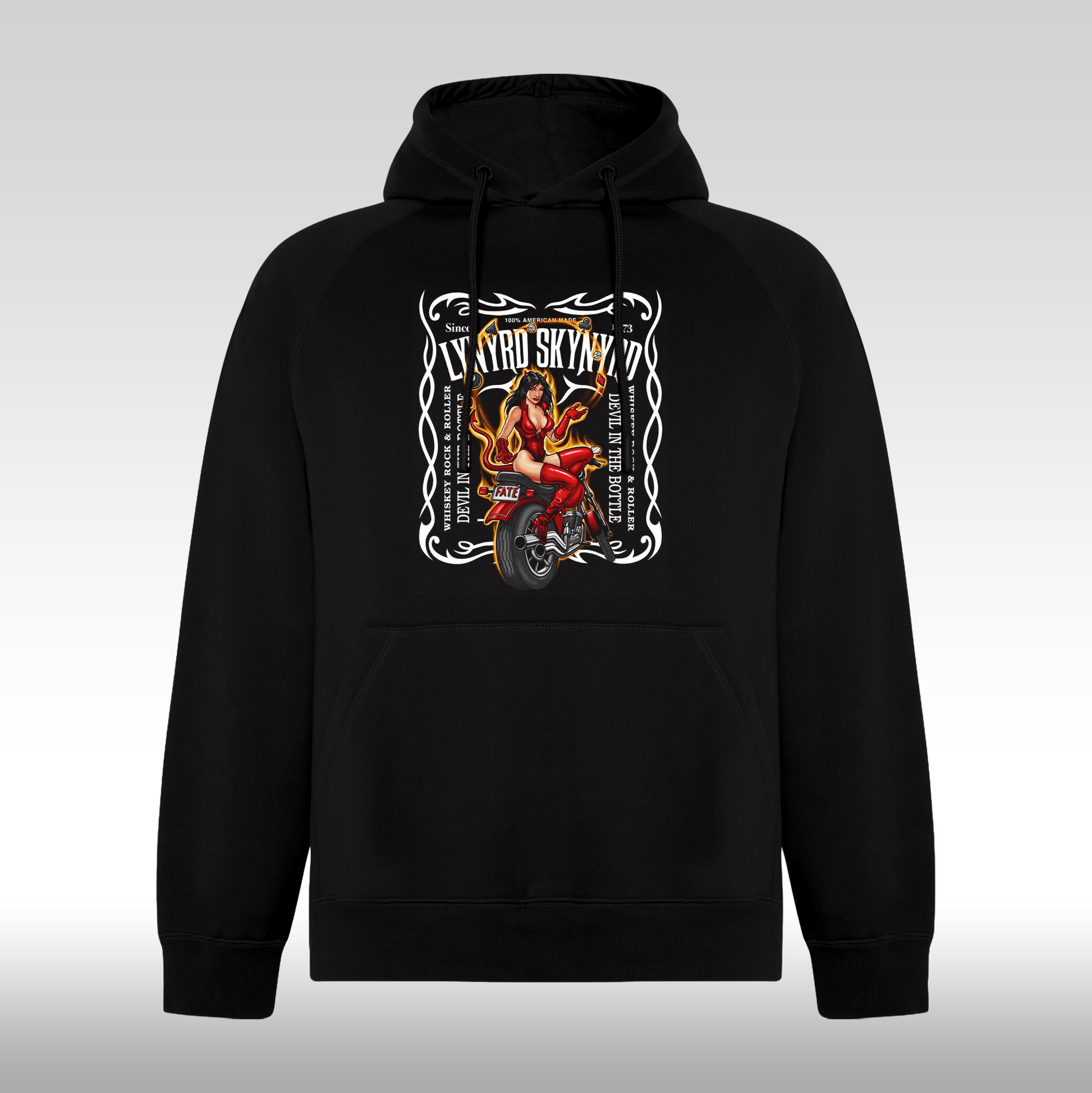 Hanorac Negru personalizat rock "Lynyrd Skynyrd Devil In The Bottle" streetwear
