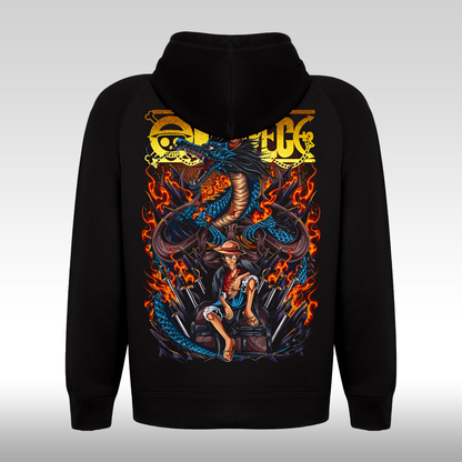 Hanorac Negru personalizat spate anime "Luffy x Dragon" streetwear
