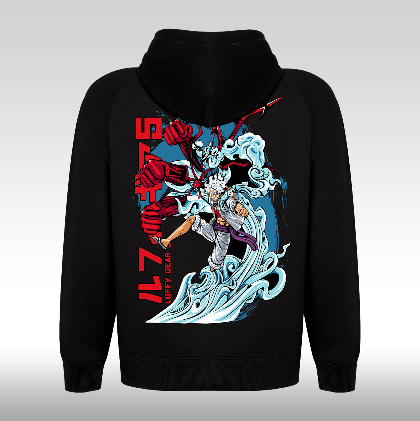 Hanorac Negru personalizat spate anime "Luffy Gear 5" streetwear
