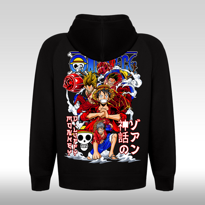 Hanorac Negru personalizat spate anime "Luffy Gear 5" streetwear

