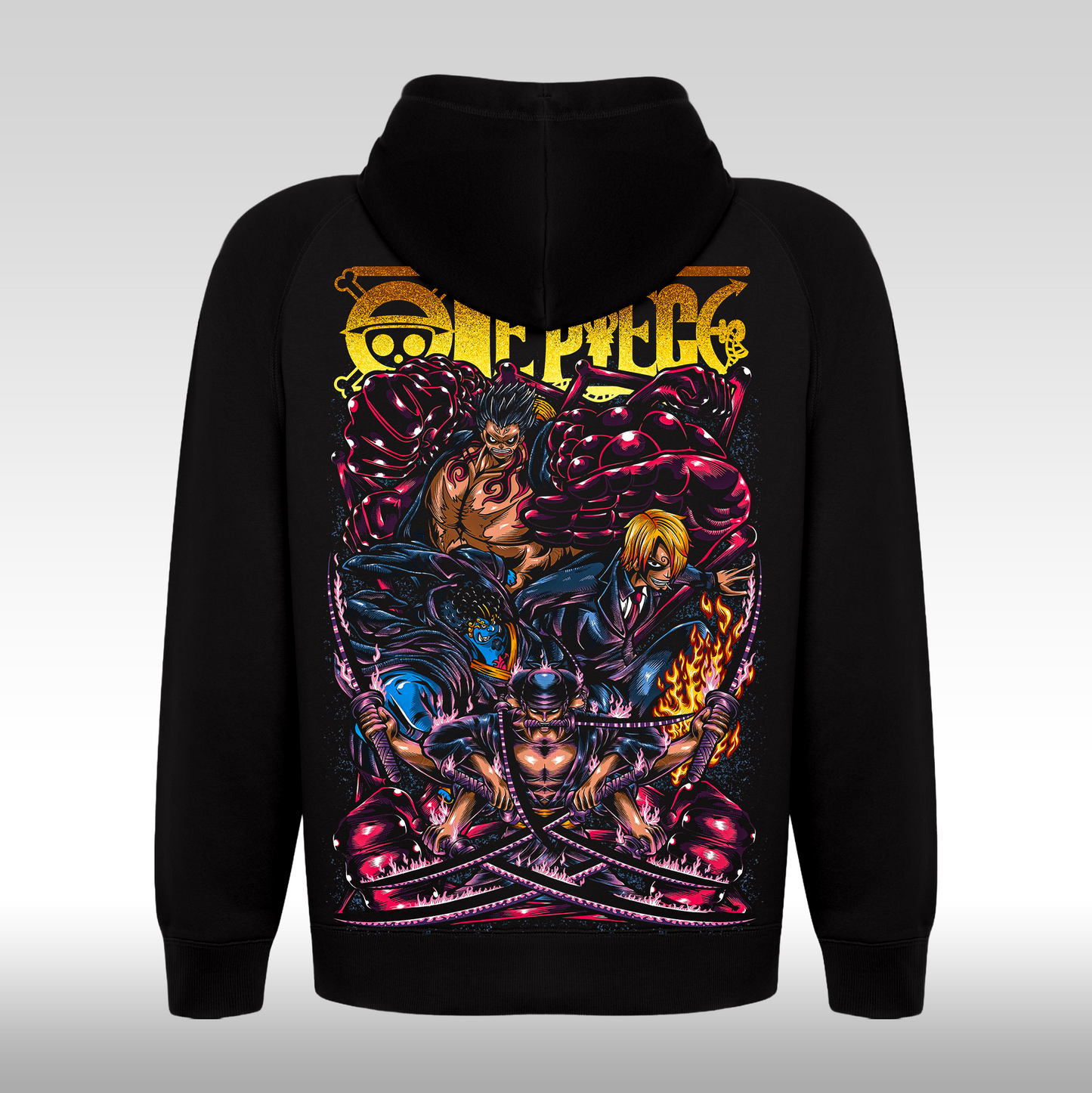 Hanorac Negru personalizat spate anime "One Piece: Monster Team" streetwear
