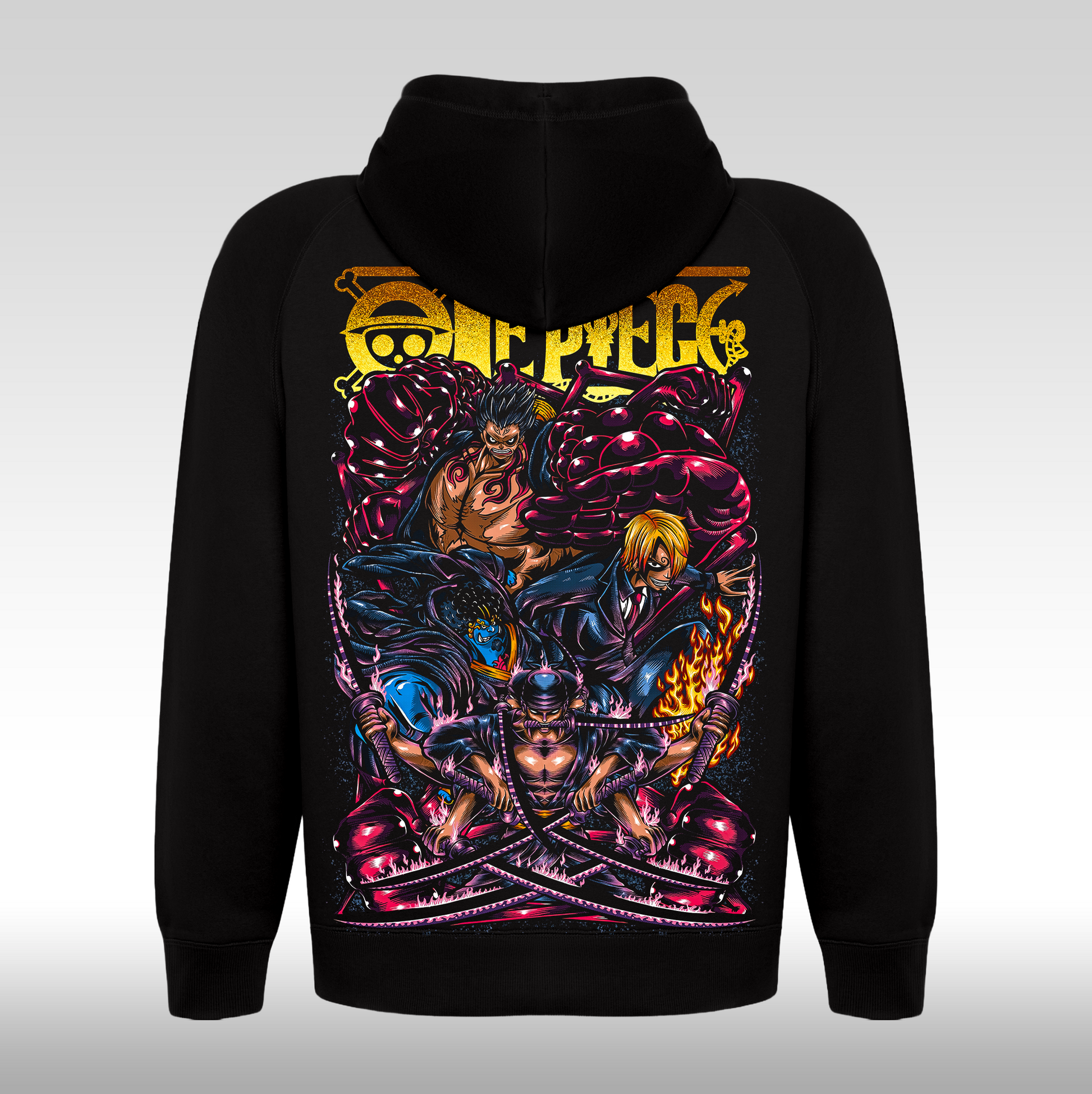 Hanorac Negru personalizat spate anime "One Piece: Monster Team" streetwear
